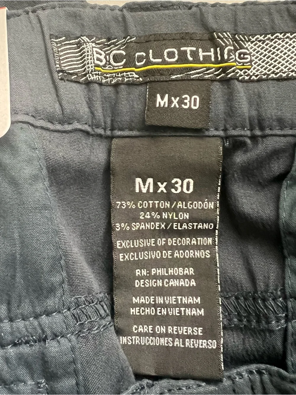 Convertible Cargo Outdoor Pants Mens 34x30 Stretch Zip Off NWT Blue BC Clothing
